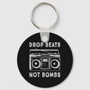 Drop Beats Not Bombs Anti-War Boombox Music Peace Sleutelhanger