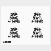Drop Beats not Bombs Ovale Sticker (Vel)