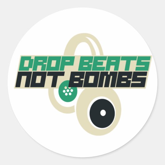 Drop Beats not Bombs Ronde Sticker (Voorkant)