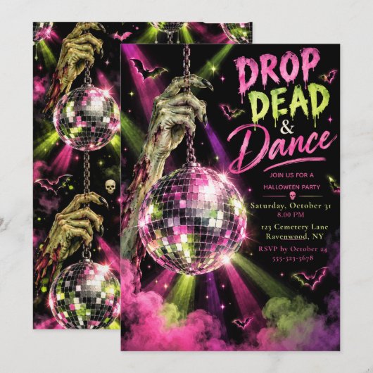 Drop Dead & Dance Halloween-feest Kaart (Voorkant / Achterkant)