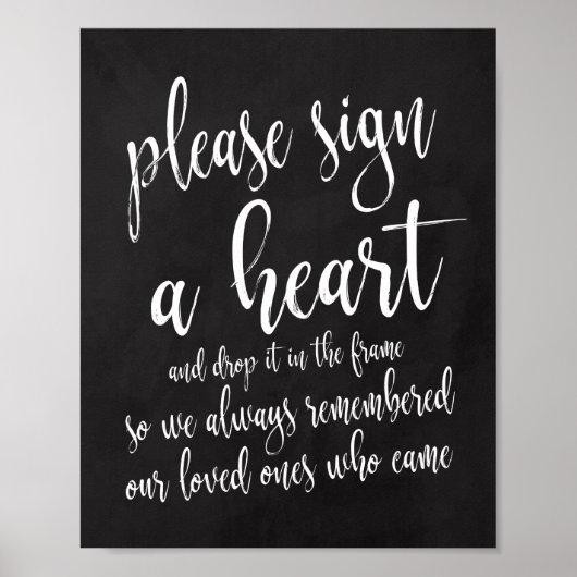 Drop een hart in kader schoolbord bruiloft 8x10 bo poster (Voorkant)