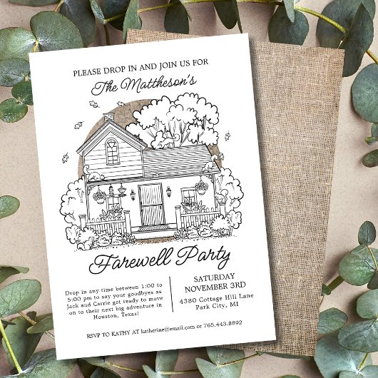 Drop in Herfst House Afscheidsfeest Kaart