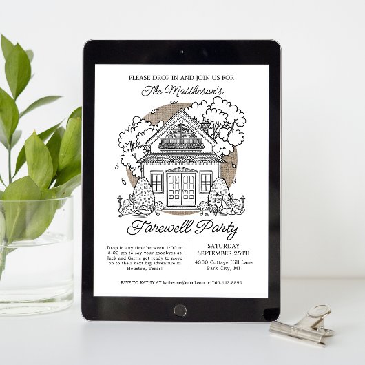 Drop in Schattige Fox House Afscheidsfeest Kaart