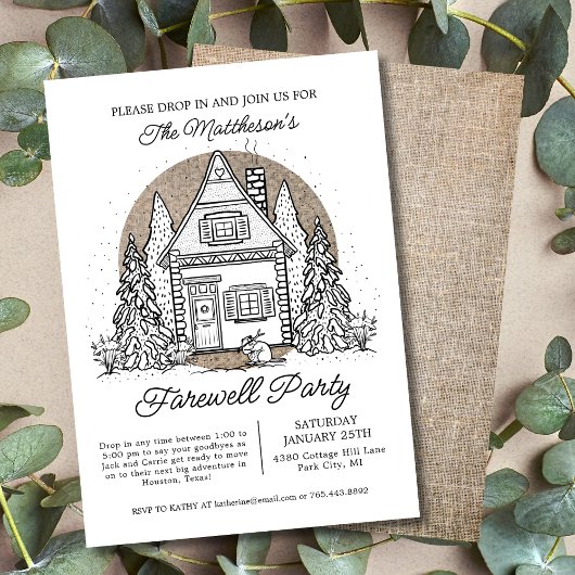 Drop in stop door de winter afscheidsfeest kaart
