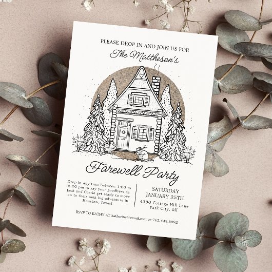 Drop in stop door de winter afscheidsfeest kaart