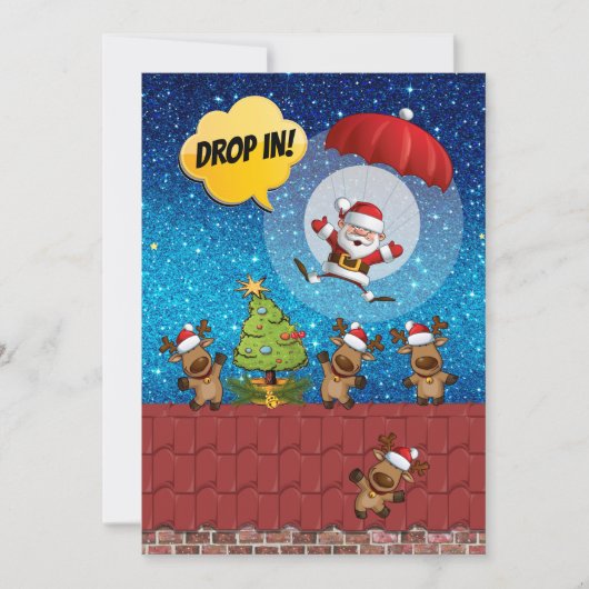 DROP IN Versie 2 geen cocktail Kerstuitnodiging Kaart (Voorkant)