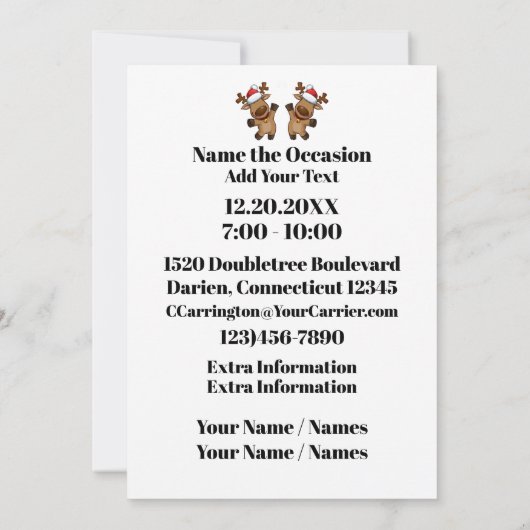 DROP IN Versie 2 geen cocktail Kerstuitnodiging Kaart (Achterkant)