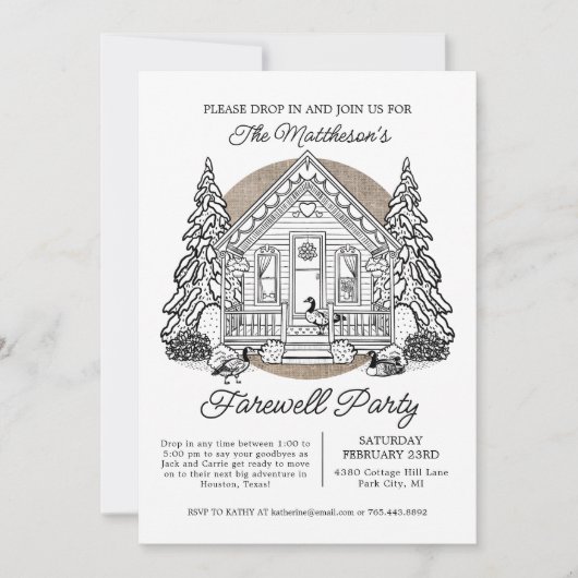 Drop In Winter Ganzen Afscheidsfeest Kaart (Voorkant)