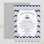 Drop in zeilboot jongen baby shower kaart (Voorkant / Achterkant)