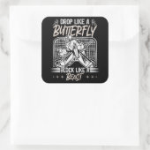 Drop Like A Butterfly Block Like A Beast Goalie be Vierkante Sticker (Tas)