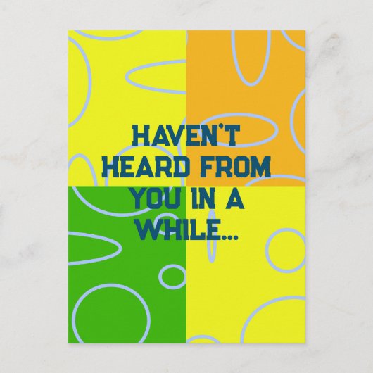 Drop Me A Line Fun Retro Quad Circles Sinaasappel Uitnodiging Briefkaart (Voorkant)