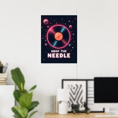 Drop the Needle – Retro Vinyl in Space Poster (Thuiskantoor)