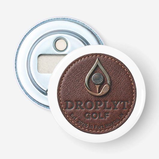 Droplyt Golf Rustic Logo Knop Flesopener Button Flesopener (Voorkant)