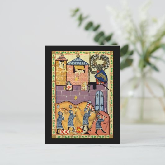 Dropping Rocks, 14e-eeuwse Codex Manesse Briefkaart (Staand voorkant)