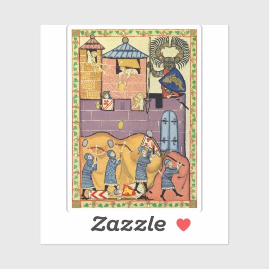 Dropping Rocks, 14e-eeuwse Codex Manesse Sticker (Vel)