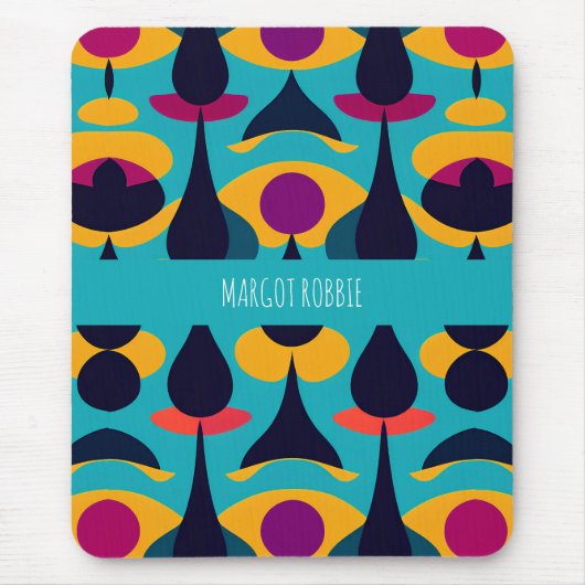 Drops Blauw Geel Abstract Patroon Muismat (Voorkant)