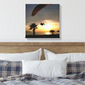 Dropzone in Dusk Adventure Paraglider Art Canvas Afdruk (Insitu (Slaapkamer))