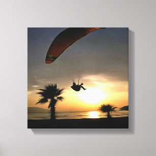 Dropzone in Dusk Adventure Paraglider Art Canvas Afdruk