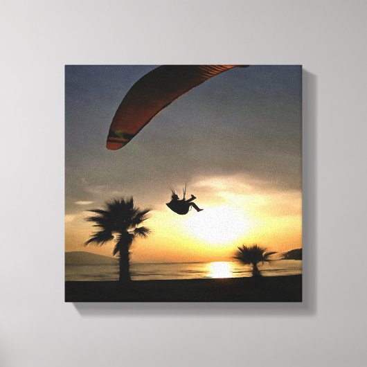 Dropzone in Dusk Adventure Paraglider Art Canvas Afdruk (Voorkant)