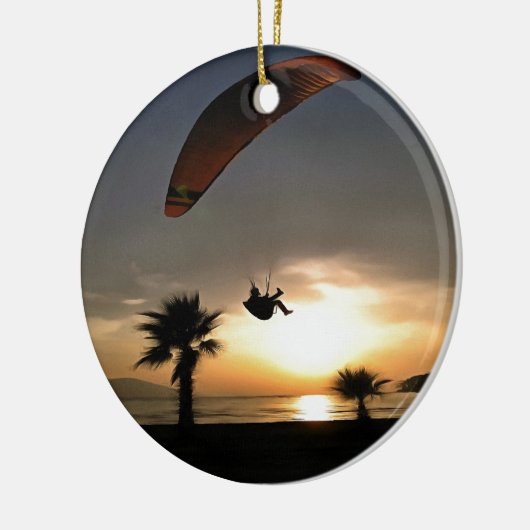 Dropzone in Dusk Adventure Paraglider Art Keramisch Ornament (Links)