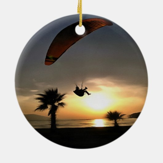 Dropzone in Dusk Adventure Paraglider Art Keramisch Ornament (Achterkant)
