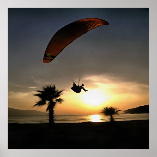 Dropzone in Dusk Adventure Paraglider Art Poster (Voorkant)