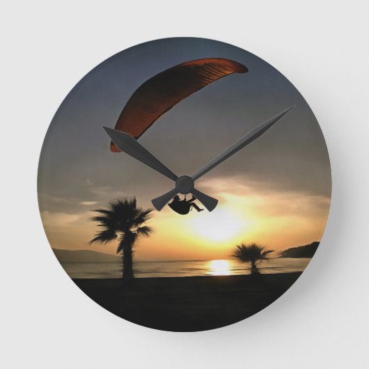 Dropzone in Dusk Adventure Paraglider Art Ronde Klok (Voorkant)