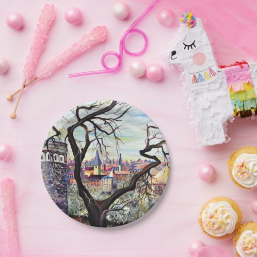 Droscape Luxembourg bohemiaanse stad Papieren Bordje (Feest)