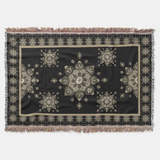 Drow Blanket Sepia Medallions on Black Deken (Voorkant)