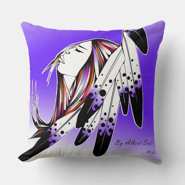 Drow kussen Native women eagle veren paars (Voorkant)
