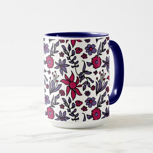 Drowback 80s Floral Design Big Mok (Voorkant rechts)