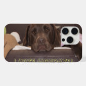 Drowsy Chocolade Lab met speelgoed iPhone Hoesje (Achterkant horizontaal)