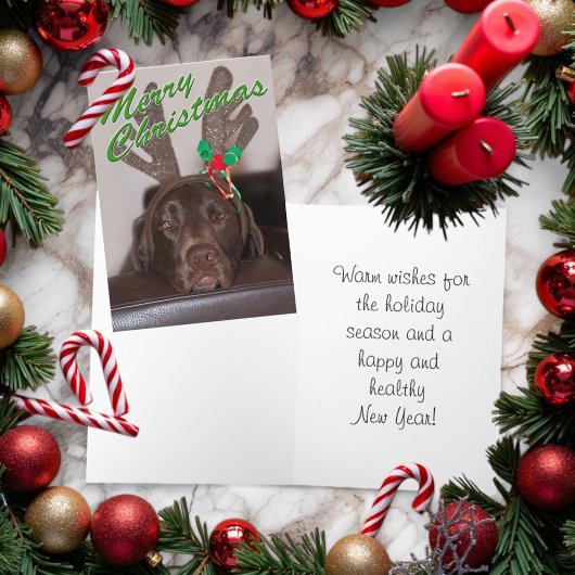 Drowsy kersthond die Glitter Antlers verdient Feestdagen Kaart