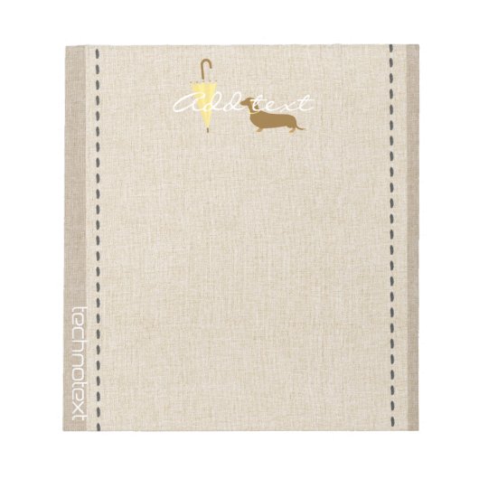 Droy Dog Walker Linen Kijk tekstetiket toevoegen Notitieblok (Voorkant)