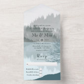 Droy Lakeside Woodland Forest Wedding All In One Uitnodiging (Binnen)