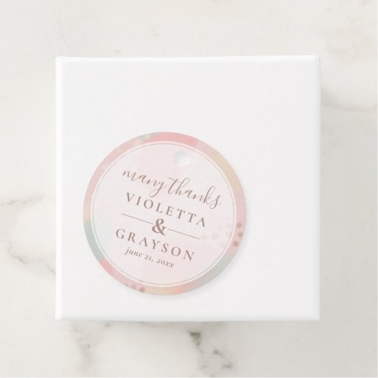 Droy Pastel Modern Art Wedding Bedankjes Labels (In situ)