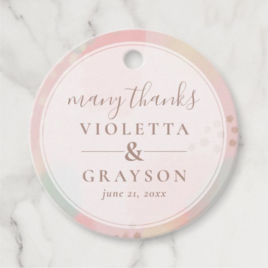 Droy Pastel Modern Art Wedding Bedankjes Labels (Voorkant)