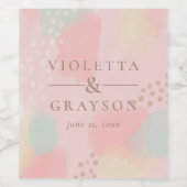 Droy Pastel Modern Art Wedding Wijn Etiket (Enkel label)