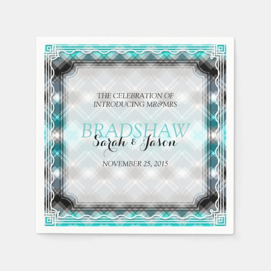 Droy Sparkle Aqua Blue Wedding Paper Napkins Servetten (Voorkant)