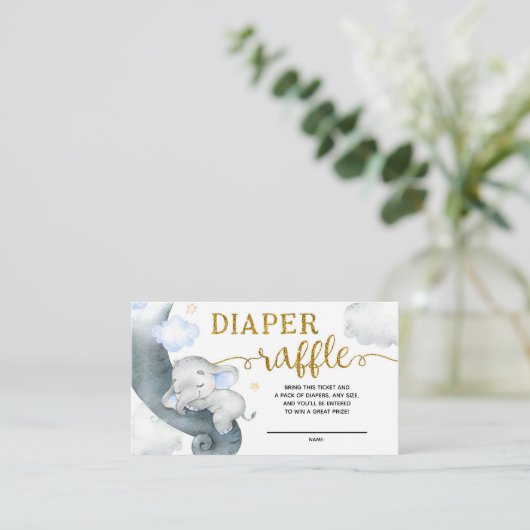 Droy Stars Elephant Baby shower Diaper Raffle Informatiekaartje (Staand voorkant)