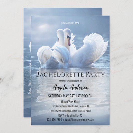 Droy Swan Lake Bachelorette Party Kaart (Voorkant / Achterkant)