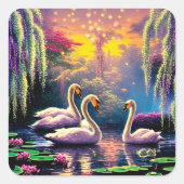 Droy Swans Vierkante Sticker (Voorkant)