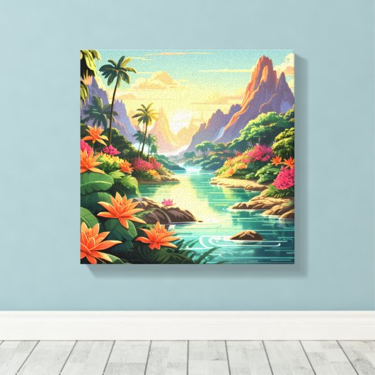 Droy Tropical Sunset Canvas Afdruk (Insitu (Houten vloer))