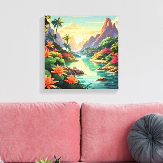 Droy Tropical Sunset Canvas Afdruk (Insitu (Woonkamer))