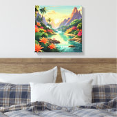 Droy Tropical Sunset Canvas Afdruk (Insitu (Slaapkamer))