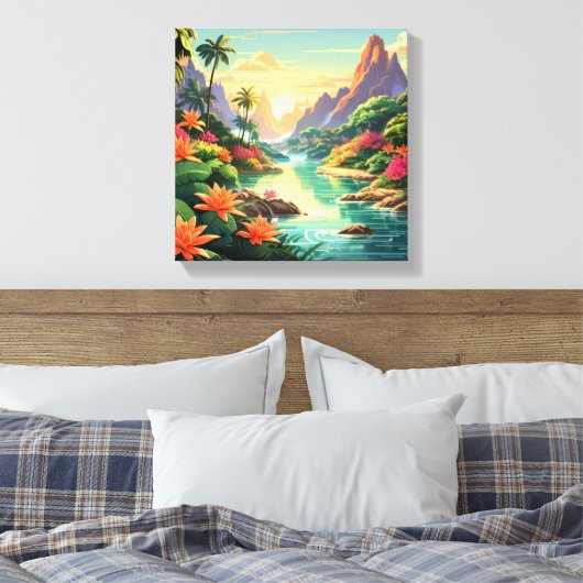 Droy Tropical Sunset Canvas Afdruk (Insitu (Slaapkamer))