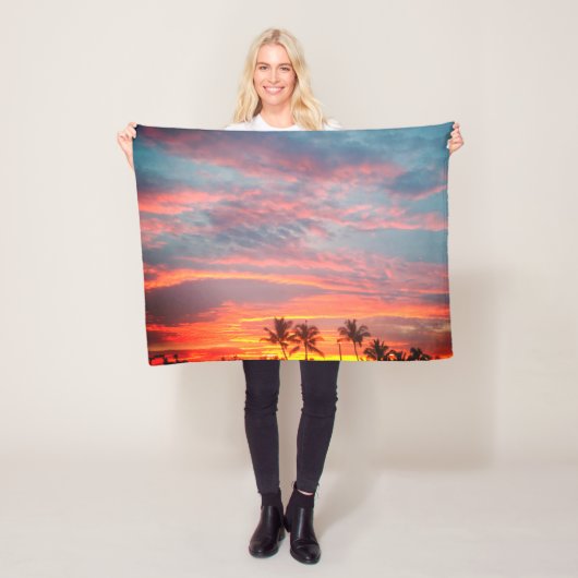 Droy Tropical Sunset Fleece Deken (In situ)