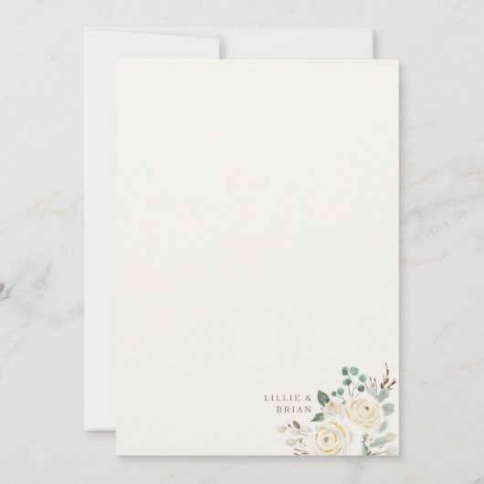 Droy White Winter Floral Bridal Brunch Invite Save The Date (Achterkant)