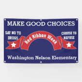Drug Free Chocolade Red Ribbon Banner (Horizontaal)