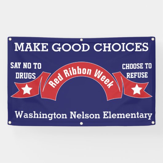 Drug Free Chocolade Red Ribbon Banner (Horizontaal)